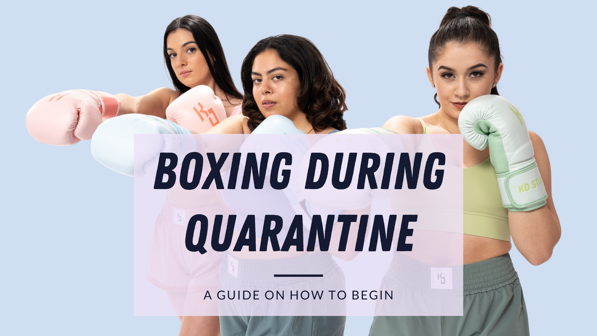 Woman starting boxing at home, shadowboxing in KO Studio gloves — a beginner's guide for women.