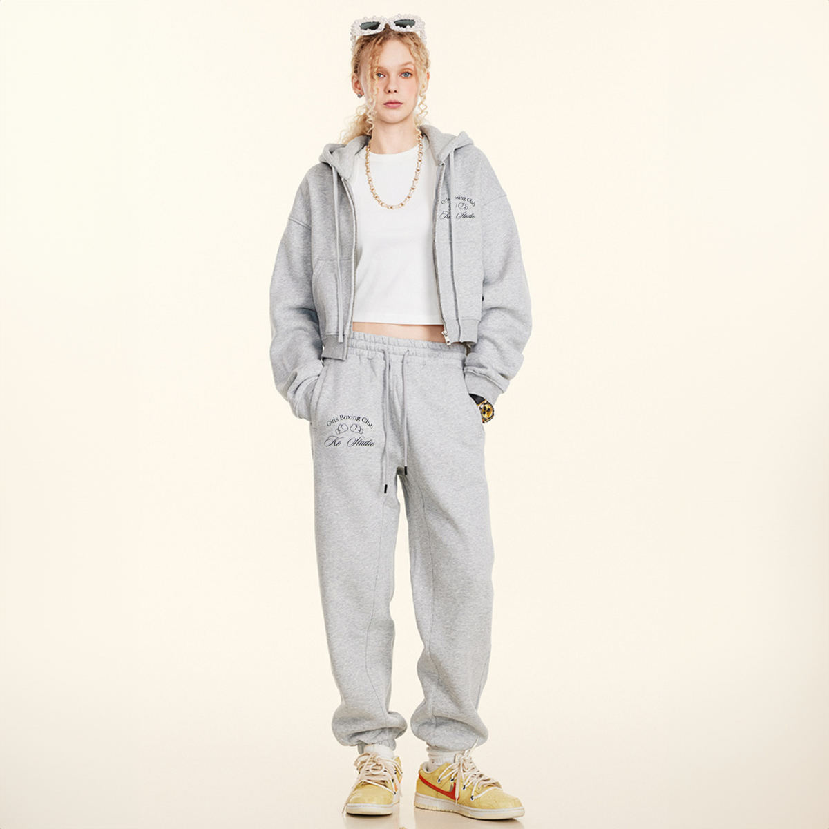 Boxing Girl Grey Sweat Pants