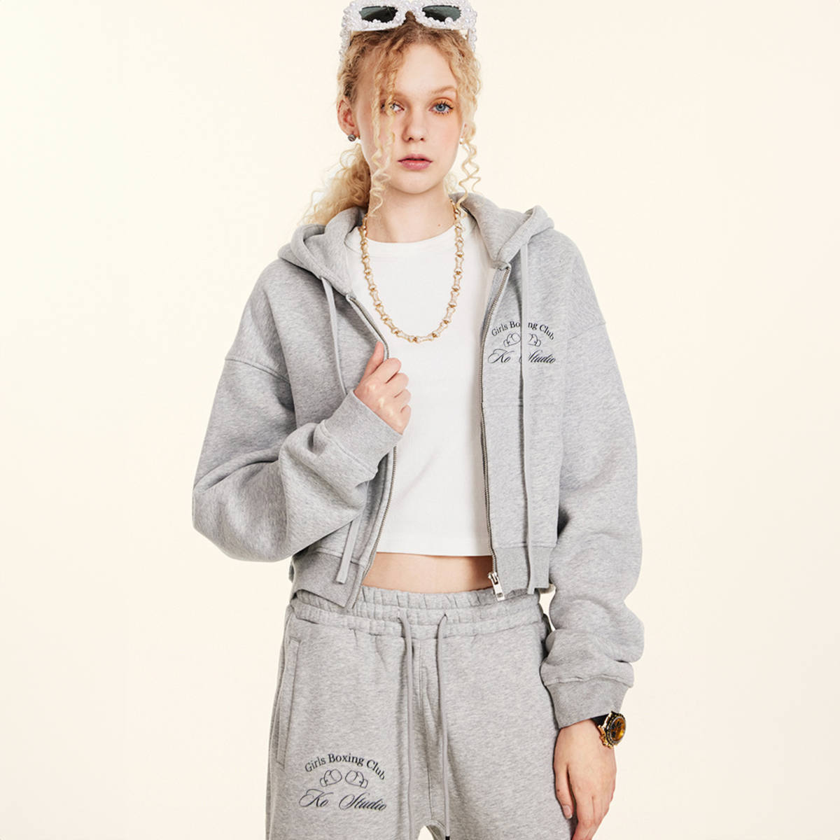 Boxing Girl Grey Sweat Pants